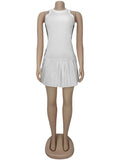 Daiiibabyyy  Stripe Slimming Sexy Chic Mini Dresses for Women Round Neck Sleeveless High Waist Temperament Dress Female Fashion Style