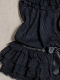 Daiiibabyyy  Japanese Vintage Gothic Elegant Black 2 Piece Set Women Chic Y2k Sleeveless Tops + Skirts Harajuku Fashion Causal Retro Outfits