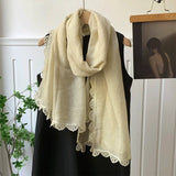Daiiibabyyy  Spring and Autumn 95*185cm Ladies Scarves Lace Edged Shawl Scarf For Women
