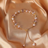 DAIIIBABYYY  -  Pink Irregular Imitation Baroque Pearl Chain Bracelets for Women Purple Crystal Beaded Adjustable Bracelets Bangles Hand Jewelry