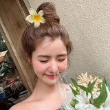Daiiibabyyy Gradient 8cm Large Flower Acrylic Hair Clip for Women Sweet Hairpins Hair Claws Crab Clamp Barrettes Hawaiian Hair Accessories