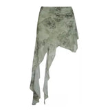 DAIIIBABYYY  -  Chic Women Skirts Tassel Printed High Waist Pleated Korean Fashion Shirring Sweet Casual A-line Skirt Trendy Female Clothing