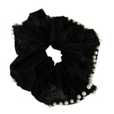 DAIIIBABYYY  -  Large Embroidered Pearl Large Intestine Hair Band Mori Style Ponytail Hair String Rubber Band Female Hairtie Headwear New