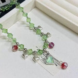 DAIIIBABYYY  -  Bohemian Colorful Stone Imitation Pearl Chain Necklace Men Trendy Crystal Beaded Choker on Neck Accessories Y2K Jewelry