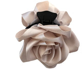 Daiiibabyyy Satin No. plus-Sized Red Flower Hair Clip Women's Rose Barrettes Back Head Shark Clip Clip Hair Accessories Headdress