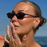 DAIIIBABYYY  -  Retro Oval Frame Sunglasses Fashion Personalized Trendy Small Frame Sunglasses Punk Cat Eyes Sunshade Sun Protection Glasses
