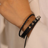 Daiiibabyyy  Vintage Punk PU Leather Rivet Bracelets Fashion Women Men Personality Braid Bracelet Spiked Bangle Y2K Goth Jewelry Accessories