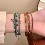 Daiiibabyyy  Vintage Semi Precious Stone Summer Women Elasticity Bracelet Fashion Trendy Jewelry Party Gifts Delicate Temperament RG365