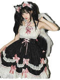 DAIIIBABYYY  -  Japan Sweet Lolita Jsk Dress Gothic Women Lace Bow Ruffles Tea Party Dresses Summer Girls Kawaii Y2k Punk Suspender Dress