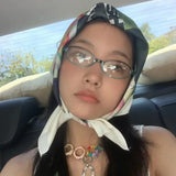 DAIIIBABYYY  -  Retro Blue Green Oval Small Frame Glasses Frame Women's Anti Blue Light Glasses New Fashion Y2K Style Eyeglasses Frame