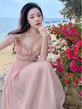 Daiiibabyyy  French Hepburn style long dress fashionable women's clothing design sweet and stunning fairy birthday gentle style dress QW04