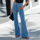 Daiiibabyyy Wide Leg Flare Jeans Women Fashion Full Length Slim Skinny High Waist Woman's Vintage Flare Jeans