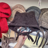 Daiiibabyyy  Y2k Warm Knitted Hat Cute Bear Ear Wool Hat Fashion Solid Color Couple Cold Cap Crochet Ear Protection Hat Autumn Winter