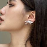 Daiiibabyyy  New Design Five-pointed Star 925 Silver Needle Earrings Shiny AAA Zircon Clip Earring Ear Accessories For Women