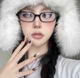 Daiiibabyyy  Women Vintage Small Square Frame Glasses Y2K Retro Harajuku Leopard Eyeglasses Reading Spectacle Blue Light Blocking Eyewears