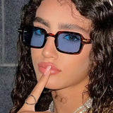 Daiiibabyyy  New Small Rectangle Sunglasses for Women's Trendy Retro Sun Glasses for Men's Cool Essential UV Protective Eyeglasses