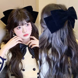 DAIIIBABYYY  -  Miss high-end oversized bow headwear hairpin black velvet face small back head hair accessories female