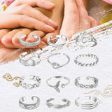 DAIIIBABYYY  -  12pcs/set Decorative Korean Style Alloy Toe Ring Set Women Toe Ring Open Ring Beach Foot Accessories Foot Ring Fashion Jewelry