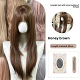 DAIIIBABYYY  -  High Temperature Silk Full Head Wig Inner Buckle Straight Hair French Wave Style Blonde Color for Women Hair Extension