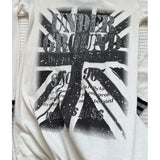 Daiiibabyyy  American Y2K Subculture Rice Stripe Print Fake Two-piece Splicing Long Sleeved T-shirt Niche Slimming Hot Girl Top