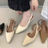 Daiiibabyyy Daiiibabyyy 2024 Spring New Brown Shallow Slip On Women Slingback Shoes Soft Casual Ladies Sandal Shoes Flat Heel Outdoor Dress Mules