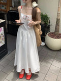 Daiiibabyyy  Sweet Summer Flower Embroidery Dresses Women's Clothing Temperament Robe Femme Tunic Pleated Maxi Dress Vestidos De Mujer