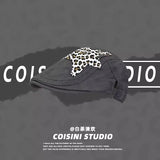 DAIIIBABYYY  -  American Retro Babe Style Berets Y2k Summer Versatile Fashion Leopard Print Sticker Design Sun Protection Forward Hats Woman