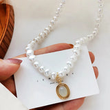 DAIIIBABYYY  -  Vintage Pearl Choker Necklace For Women Fashion Summer Opal Stone Pendant  Necklaces Trend Elegant Wedding Party Jewelry