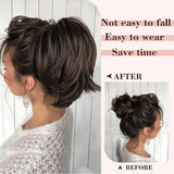 Daiiibabyyy  Black Short Claw Clip Synthetic Ponytail Hair Extensions Bendable Messy Bun Hair Piece Wavy Curly Synthetic Hairpieces For Lady