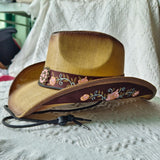 Daiiibabyyy  Summer cowboy straw hat for woman hand-woven hollow design imitation jade sapphire hat summer sun hat for man2022