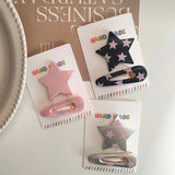 DAIIIBABYYY  -  2pc Cool Black Star Hair Side Clips Hairpin Crab for Girls Women Child Holiday Party Gift Hair Accessories Headwear Ornament