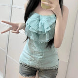 DAIIIBABYYY  -  Y2k Aesthetic Lace Patchwork Bodycon Tank Top Women Streetwear Embroidery Flower Camisole Harajuku Fairy Grunge Sweet Bow Vest