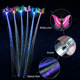 Daiiibabyyy 5/30PCs Colorful Luminous Braids Butterfly Glitter Fiber Optic Hair LED Silk Braids Bar Prom Aid Supplies Hairband Hair Decor