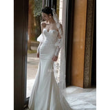 Daiiibabyyy  White Light Luxury Stain Appliques Wedding Dresses Elegant Strapless Off The Shoulder Bride Dress Sexy Mermaid Vestidos De Novia