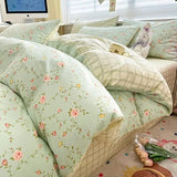DAIIIBABYYY  -  Bedding Class A All Cotton Face Mask Dormitory Skin friendly Fresh Bed Sheet and Quilt Cover Pure Cotton Four piece Set Three