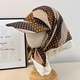 DAIIIBABYYY  -  Retro Lace Edge Splicing Printed Triangular Headscarf Caps Women Summer Sunscreen Trendy Atmosphere Casual Versatile Sun Hat