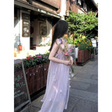 DAIIIBABYYY  -  Purple Women's Dress Halter Elegant Slimming Fit Long A-Line Skirt Hot Girls Elegant Loose Backless Straight Dresses Clothing