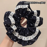 Daiiibabyyy  Elegant Ballet Satin Surface Wide Scrunchie Hair Band For Women Girls Sweet Hair Ornament Rubber Band Fashion Hair Accessories