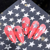 Laser Stars Nail Sticker 5D Realistic Silver Glitter Shiny Self Adheisve Y2K Style Decals Manicure Charms Nail Art Accessories