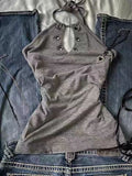 DAIIIBABYYY  -  Hollow Out Halter Streetwear Camisole Summer Slim Fit Y2k Aesthetic Women Vintage Gray Tank Top Grunge Backless Harajuku Vest
