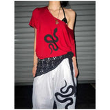 DAIIIBABYYY  -  Snake Graphic T Shirts Short Sleeve Loose Summer Tops Gothic 2000s Clothes Y2k T-shirts Tees Woman Clothing Goth Chic