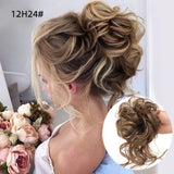 Daiiibabyyy  Synthetic Hair Bun Chignon Messy Curly Hair Band Elastic Scrunchy False Hair Pieces For Women Hairpins Black Brown