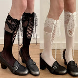 Daiiibabyyy  French Retro Ballet Style Lace Stockings for Women Girls Princess Dress Lolita Over The Knee Socks Daily Sweet Skirt Long Sock