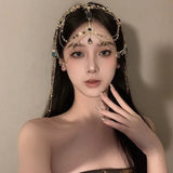 Daiiibabyyy  Handmade Sweet Wedding Headpiece Crystal Bridal Head Chain Hair Jewelry For Women Rhinestone Forehead Headband Accessories