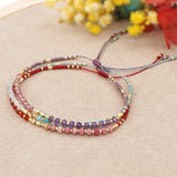 DAIIIBABYYY  -  Irregular Crystal Bracelet Colorful Beaded Waterproof Jewelry Handmade Gift for Women Teen Girl Adjustable Rope Chain Bracelets