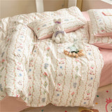 DAIIIBABYYY  -  Bedding Class A All Cotton Face Mask Dormitory Skin friendly Fresh Bed Sheet and Quilt Cover Pure Cotton Four piece Set Three