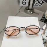 Daiiibabyyy  Crystal Stones Decoration Sunglasses for Men Women Oval Shape Designer Sunglasses Fashion Trendy Outdoor Sun Glass