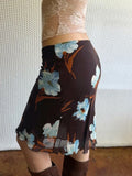 Daiiibabyyy  American Prairie Chic Flower Print Edible Tree Fungus Low Waist Gauze Vintage Skirts