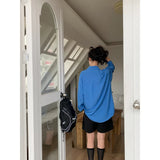 DAIIIBABYYY  -  Shirt Loose Silhouette Lazy Style Top Early Spring Simple Layered Blue Shirt for Women