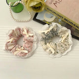DAIIIBABYYY  -  Spring Summer Comely Small Floral Large Intestine Hair Band Mori Sweet Girl Plaid Lace Hair Rope New Female Pastoral Rubber Band